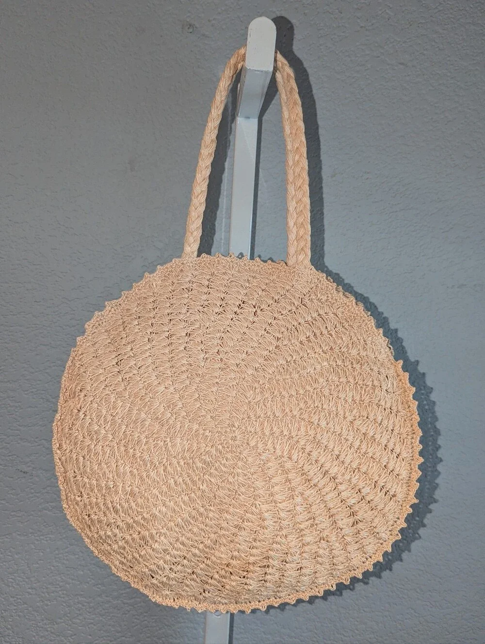 VTG 60s Round Woven Straw Beach Bag Made in Japan Shell - Picture 3 of 10